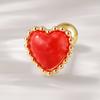 JEWNEL 14K Red Pop Stone Raw Stone Heart Piercing Earrings