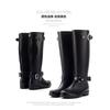 Fashion 2024 New Tall Buckle Rain Boots Women Waterproof Punk Style Zipper Tall Boots Female Shoes Work Knee High Boots Plus Size 36-41