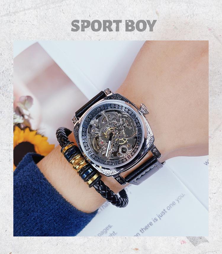 Fenshi FENSIR 8837 Мужские автоматические механические часы - Полый дизайн, Водонепроницаемые, Повседневный ремешок.