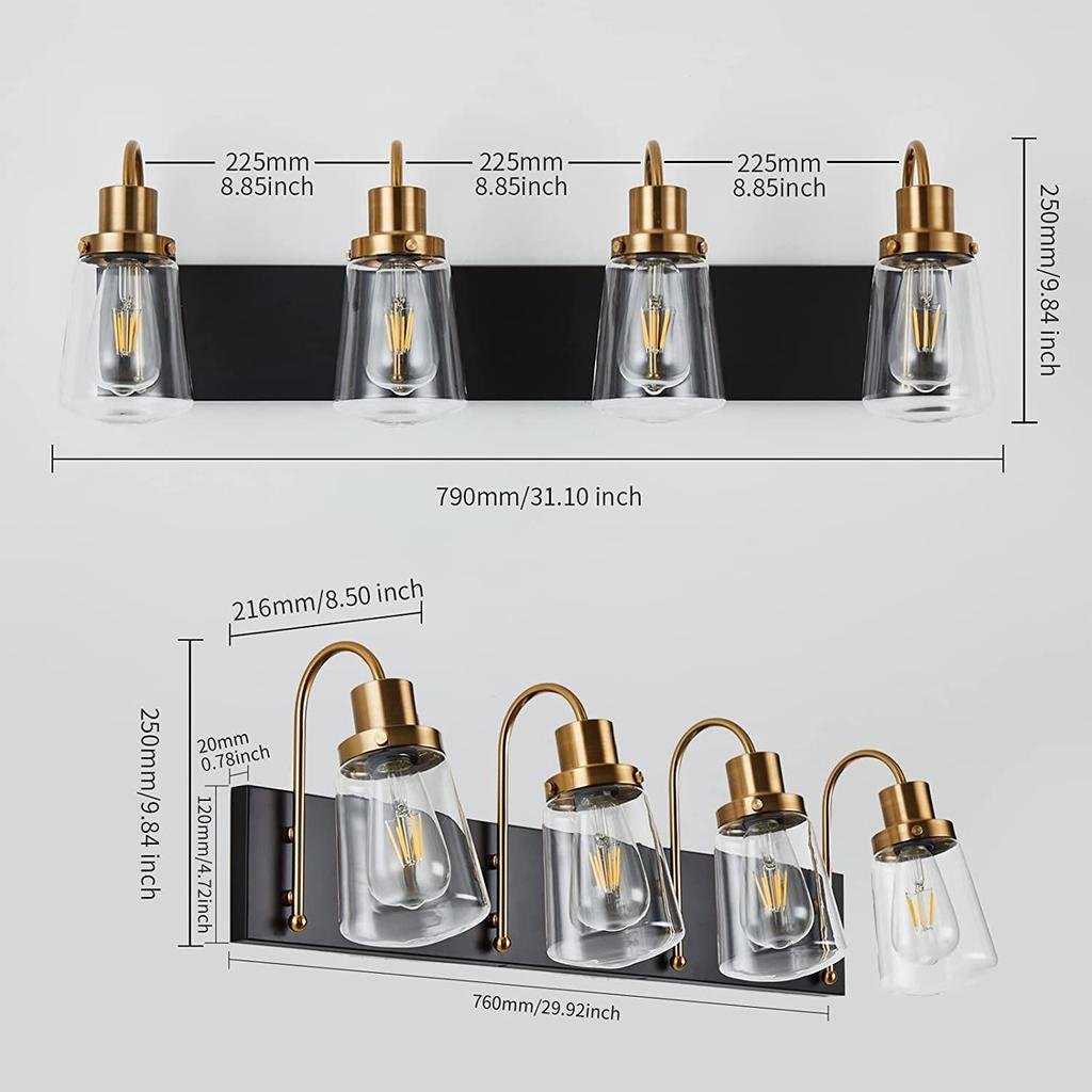 Europe Vintage Bronze Wall Light Glass Shade Bedroom Bathroom Toilet Makeup Mirror Front Lamp E14 Bulb Replacable