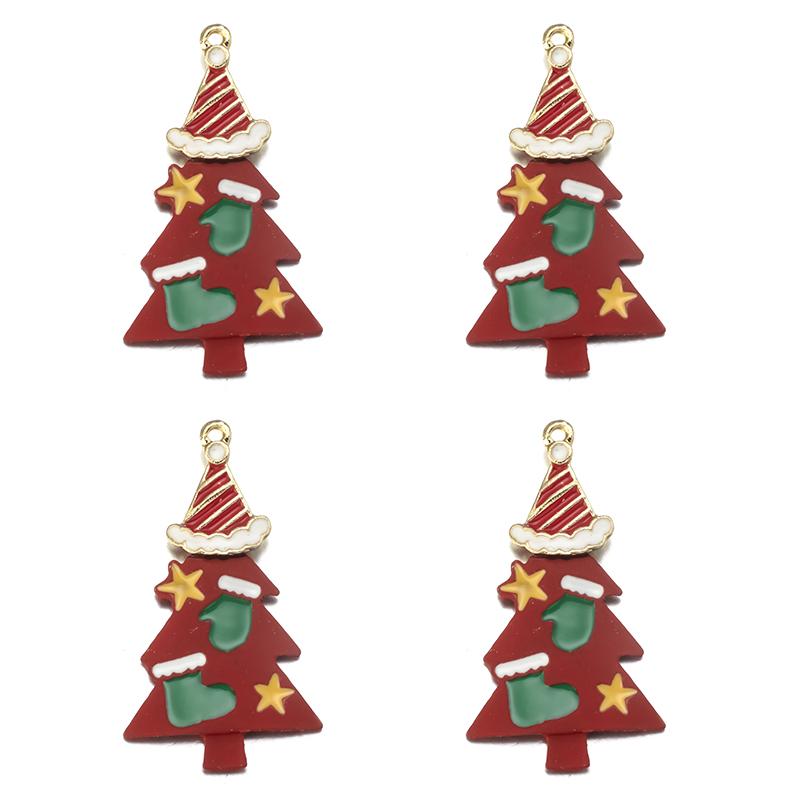 10pcs/lot Alloy Drip Oil Pendant Santa Claus Snowman Christmas Tree Charm Pendant For DIY Men Women Earrings Necklace Party Gift
