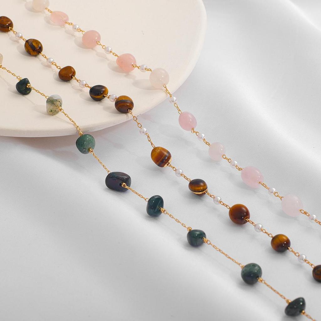 50CM/Bag Copper Handmade Stone Chain For DIY Handmade Jewelry