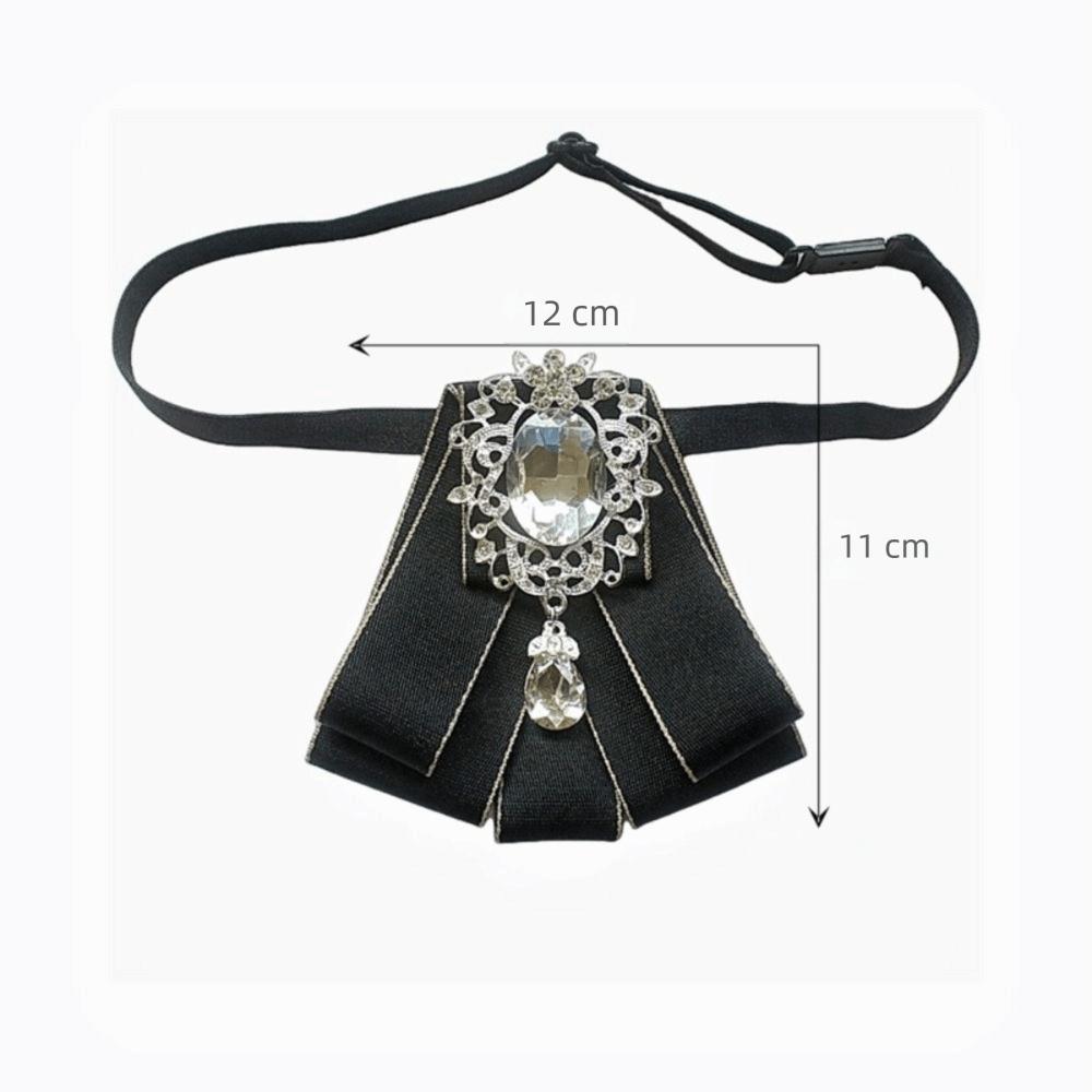 Polyester Rhinestone Bow Tie Solid Color Shirt Collar Luxury Ribbon Bow Tie Daily