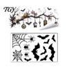 Reusable Transparent Halloween Art 2 Sheets Window Stickers, Bat Spider Web Static Cling Decals, Dark Style Haunted House Decor Ghost Pumpkin