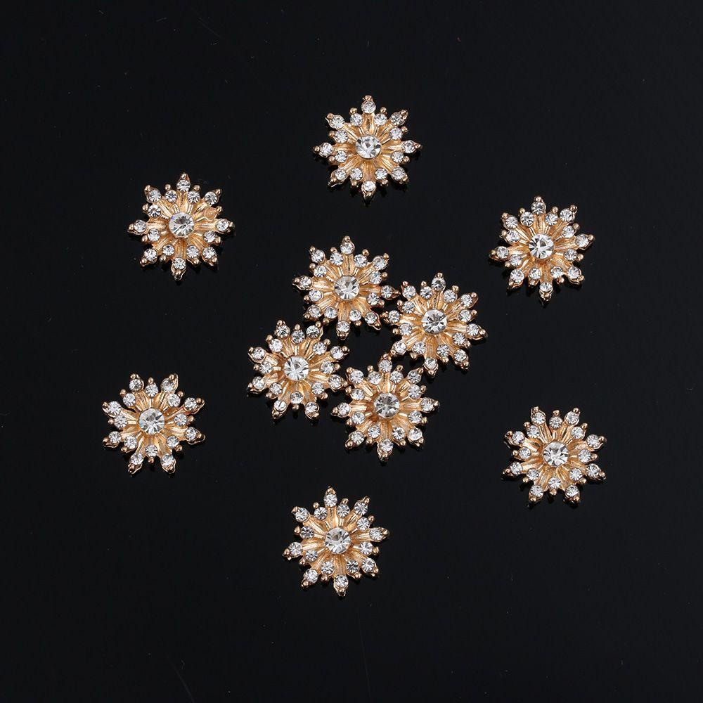 10PCS 16MM DIY Flatback Hairpin Accessories Pearl Buckle Snowflake Buttons Apparel Sewing Rhinestone Button