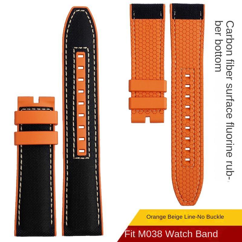Новый Дизайн Гибридный FKM Ремешок для Часов Mido Helmsman M005 M038.431 M038431a Быстросъемный Холщовый Нейлоновый Ремешок Браслет 22мм