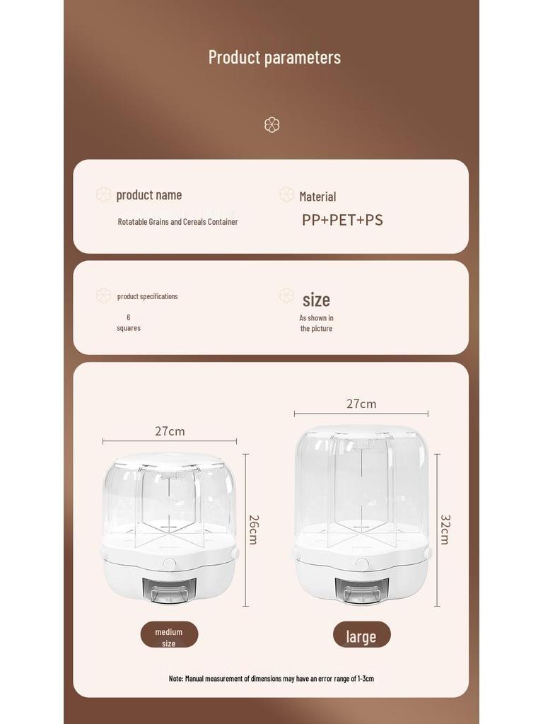 Контейнер для хранения риса большой вместимости с вращением - Защита от влаги и насекомых