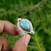 Natural Larimar Gemstone 925 Silver Multi Stone Adjustable Ring For Girls