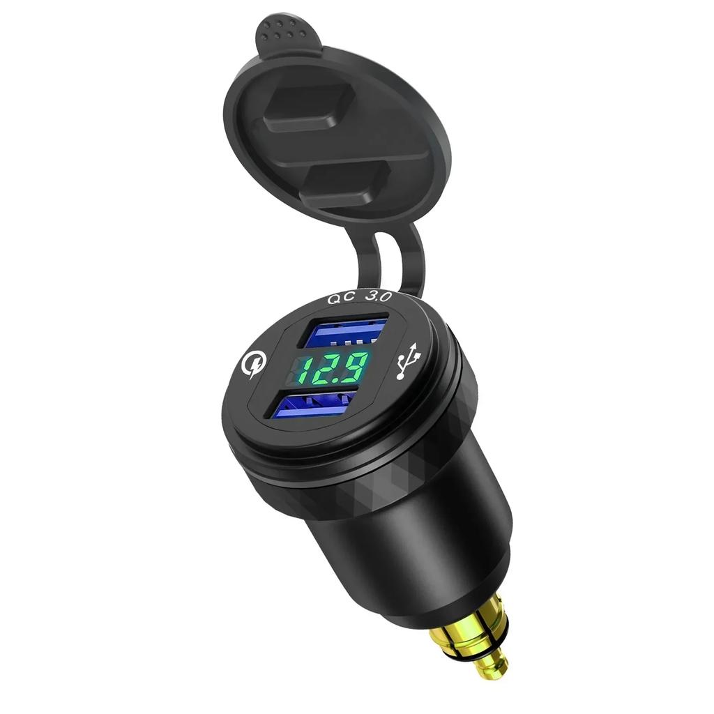 Мотоциклетный алюминиевый DIN Hella Plug Dual USB адаптер для быстрой зарядки светодиодный дисплей для BMW R1250GS G650GS F800 GS GT R1200GS K1200LT