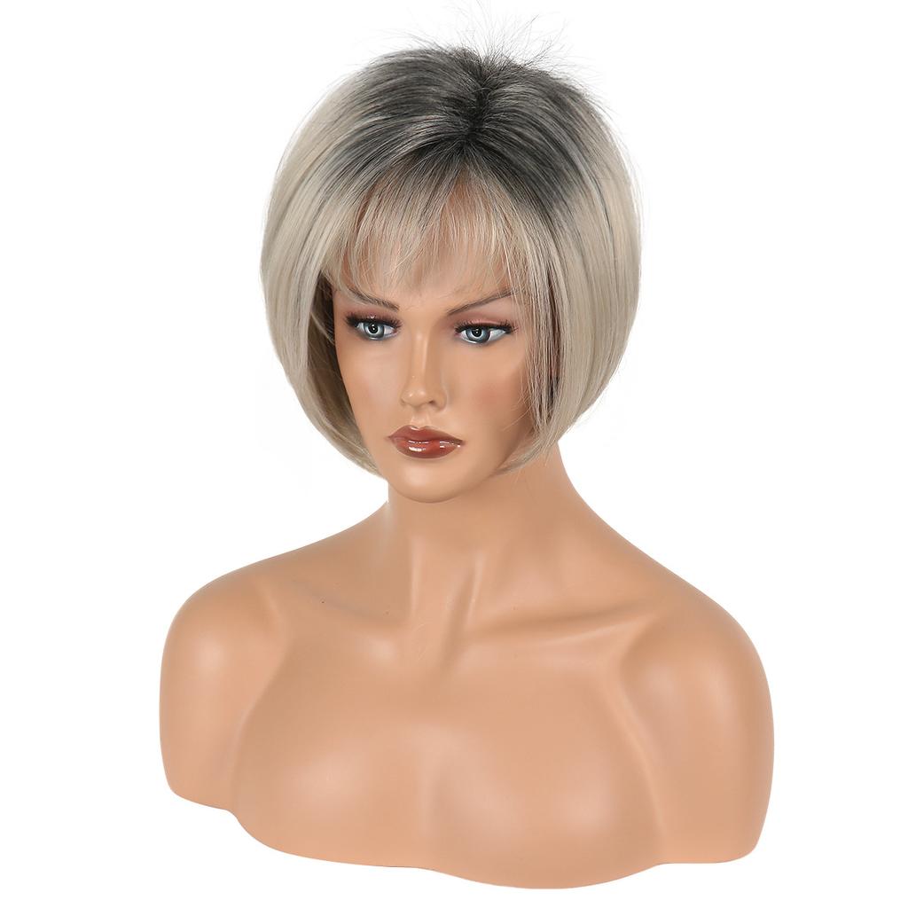 Европейский и американский стиль женская мода повседневное использование естественный вид короткий прямой градиент блонд боб парик