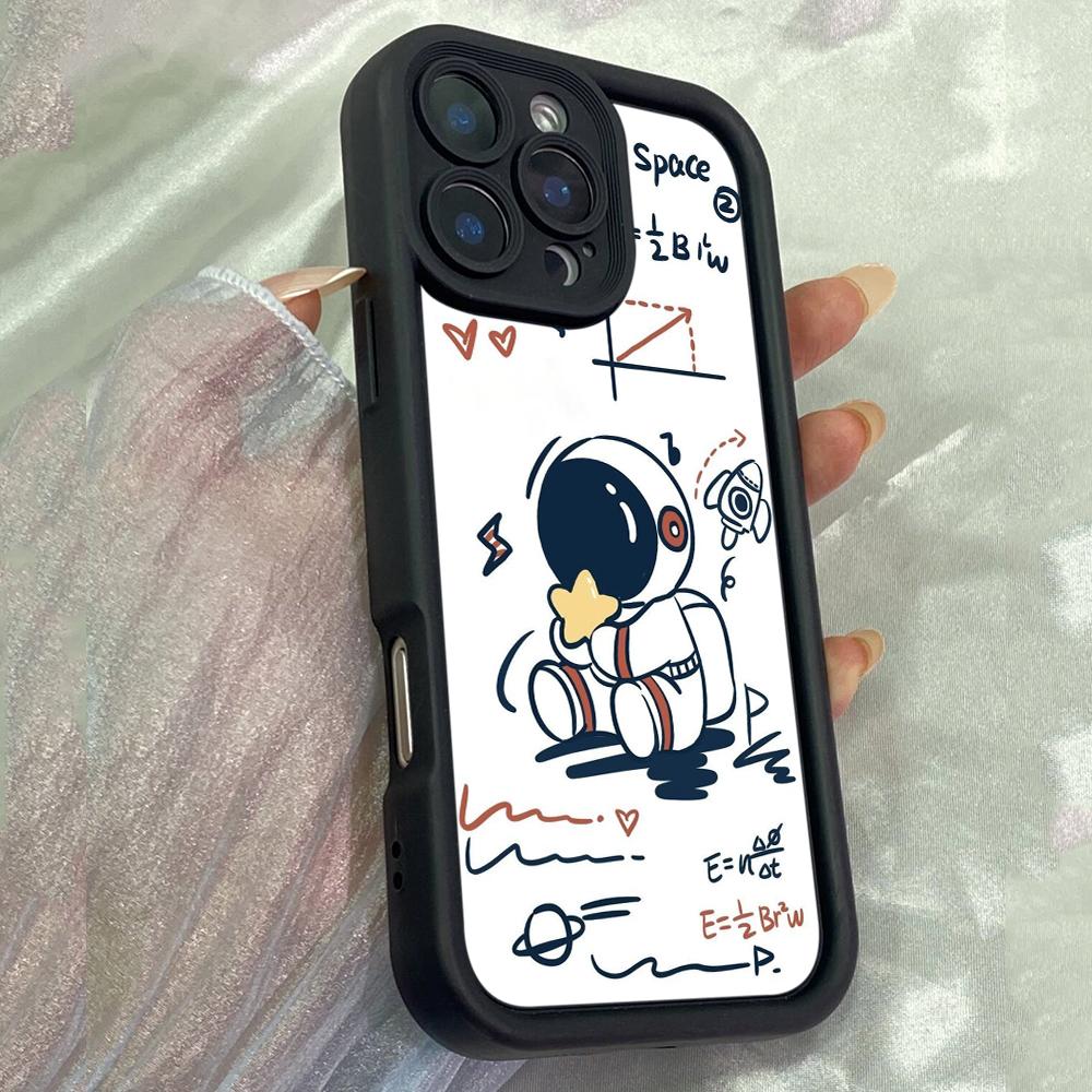 JT204 Милый мультяшный Астронавт для iPhone 17 16 15 14 Pro Max Samsung S26 S25 Ultra A17 A16 A07 A56 Xiaomi 15T Redmi 15c 14C Note 13 Мягкий чехол из ТПУ