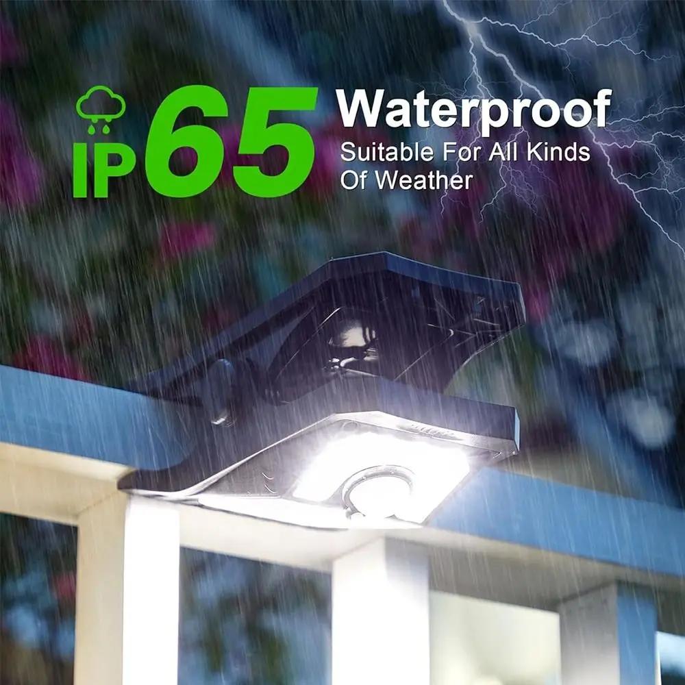 118 светодиодов Солнечные охранные умные фонари с датчиком движения Наружные фонари Клипсовый светильник Автоматическая регулировка яркости Лампа для двора, гаража, ландшафтная подсветка, настенное украшение