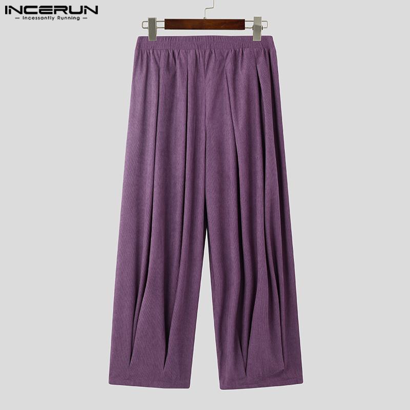 INCERUN Мужские вельветовые повседневные брюки с эластичной талией и заниженным шаговым швом