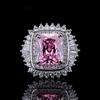 Square High Carbon High-Grade Diamond Ring Set With Pink Diamond Colored Treasure Ring Jewelry Style