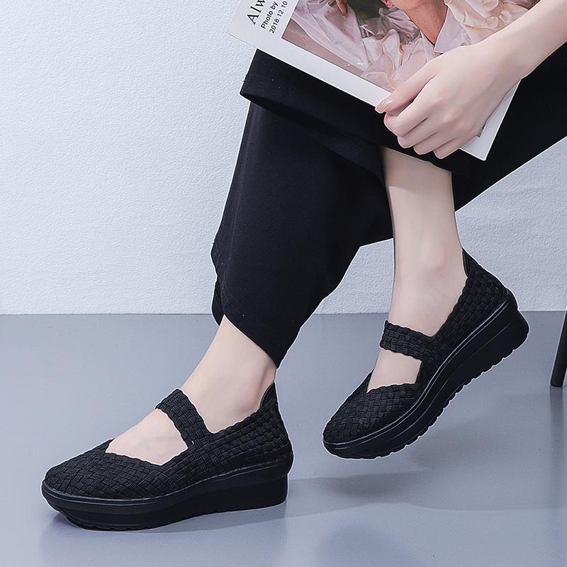 Летние женские тканые спортивные сандалии, женская обувь на толстой подошве