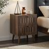 Modern Nightstand in Medieval Style with Two Drawers, Solid Wood Legs, Bedroom Nightstand/Side Table, 43.5 x 40 x 57.5 cm, Walnut Color, 1 Piece
