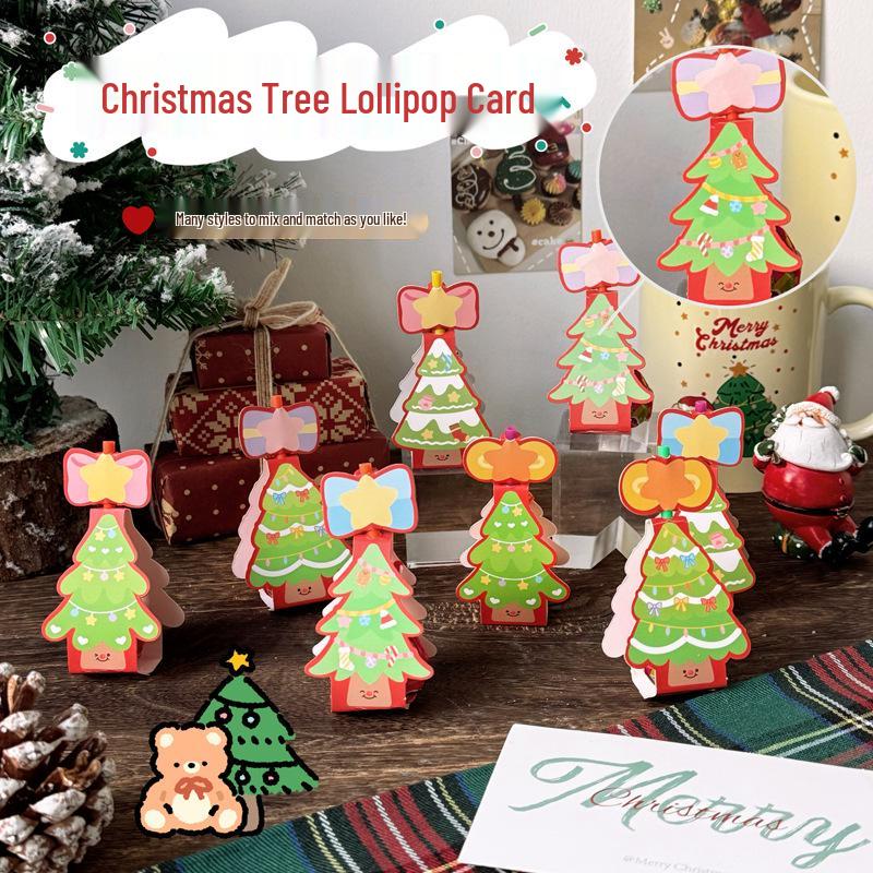 Christmas Cartoon Lollipop Card: Inspirational Greeting with Encouraging Words & Exquisite Illustration for Students