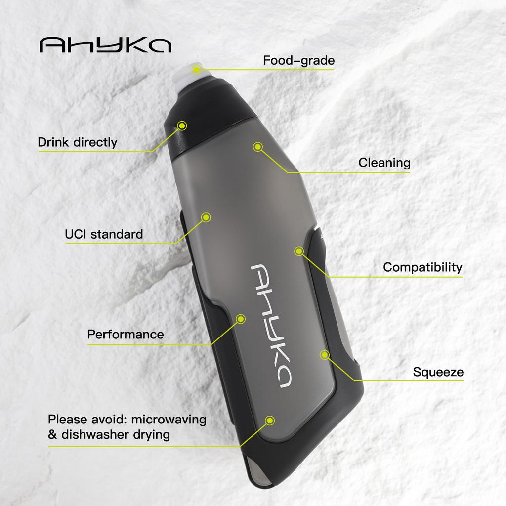 AhyKa Aerodynamic Bike Water Bottle Set 600ml Lightweight Road Bike Cycling Water Bottle Squeeze to Drink Design