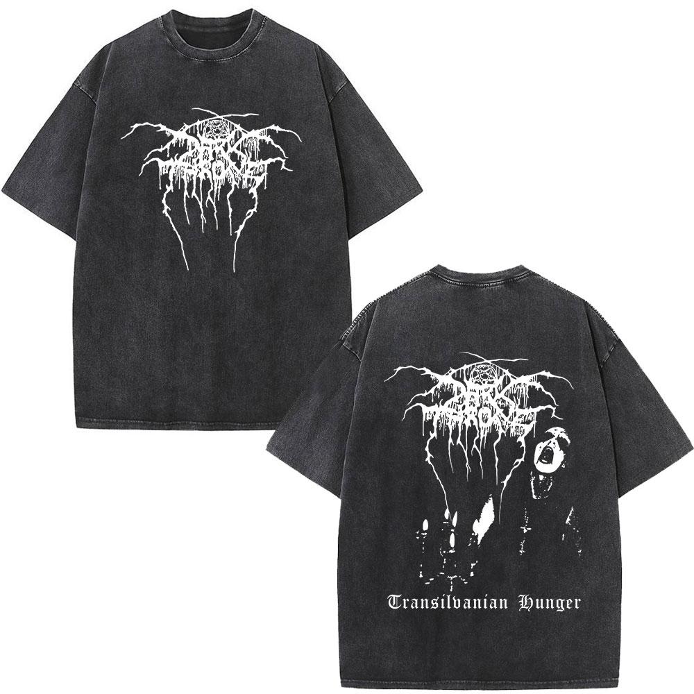 Darkthrone Transilvanian Hunger Album Vintage Washed Tshirts Death Black Metal Rock Band Mens Women Gothic Short Sleeve T Shirt