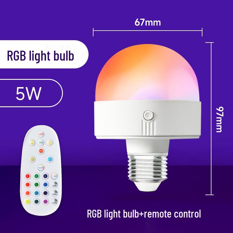 Перезаряжаемая беспроводная настенно-настольная лампа E27 с RGB и трехцветной лампой, управление с пульта и касанием