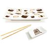 [Q1986] - Beige 'Pusheen' Ceramic Sushi Set - 20x14 Cm