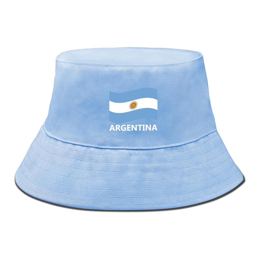 Bucket Hat With Flag of Argentina Print , Patriotic Men's Hat Casual Unisex Candy Color Basin Hat