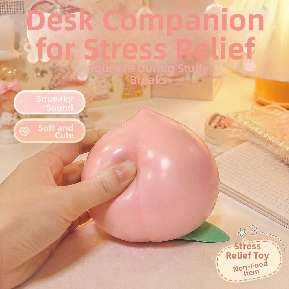 Crunchy Peach Squeeze Toy Building Blocks TPR Fidget Toy Realistic Fruits Pinch Office Desk Toy