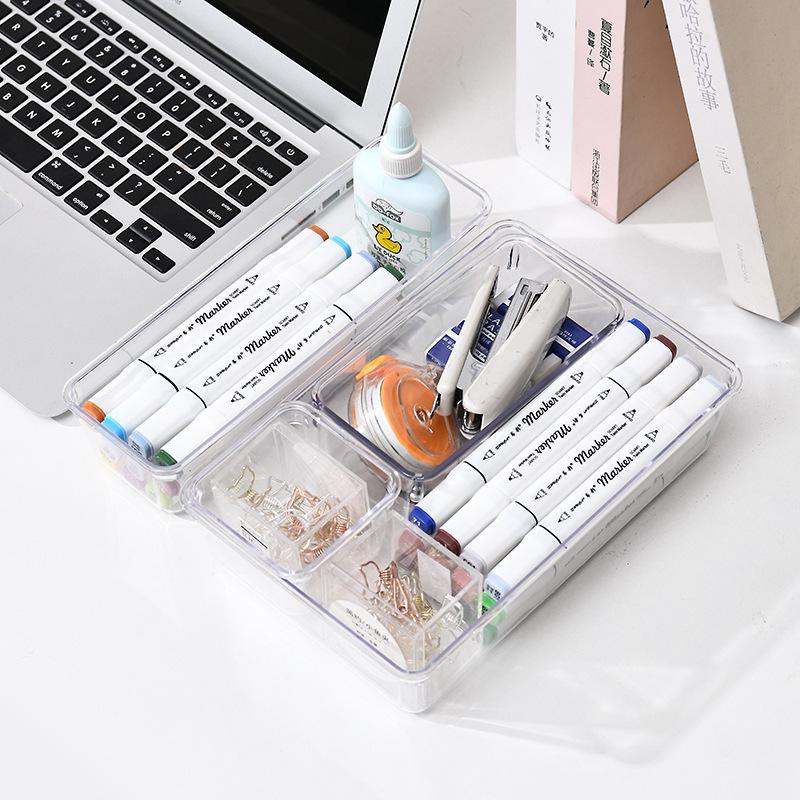 25 шт. ящик для хранения прозрачный пластиковый ящик органайзер набор 4-размерный универсальный ящик для туалетного столика в ванной органайзер лотки контейнеры для хранения косметики