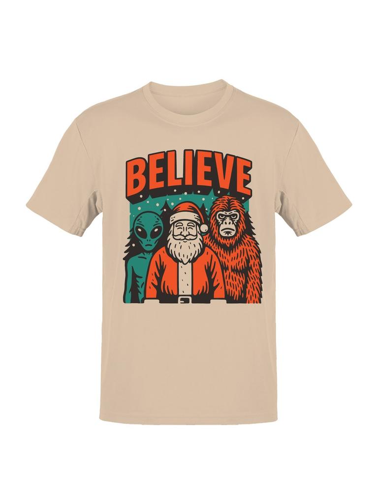 Believe: Santa, Alien, Bigfoot Men's T-shirt