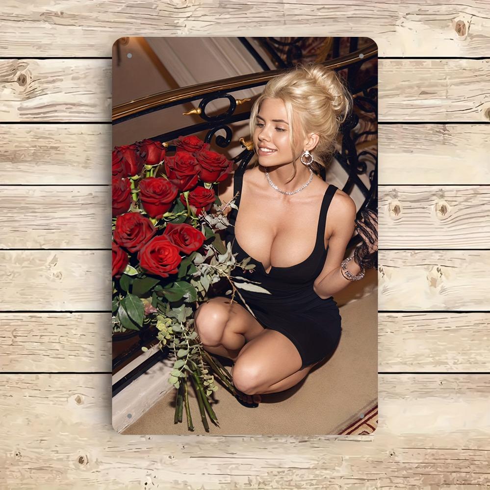 Elegant Metal Wall Art x Inch Blonde Red Roses Decor for Home Cafe Office Man Cave