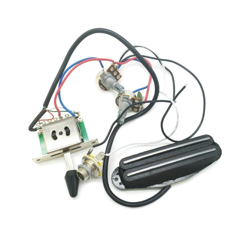 Готовый гитарный wiring harness с наборами звукоснимателей Double Hot Rail, 1 ручка тона, 1 ручка громкости, 3-позиционный переключатель, 1 гнездо для электрогитары