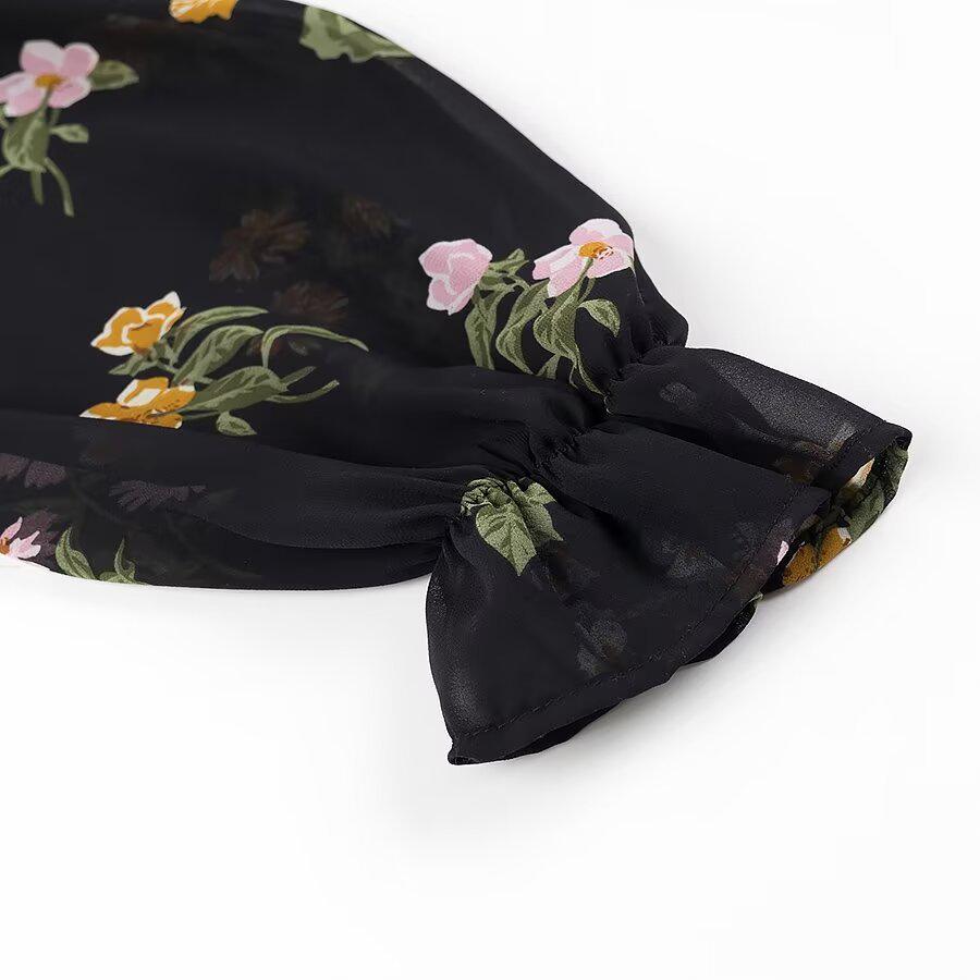 2024 Winter Women's European & American Style Square Neck Long Sleeve Printed Dress