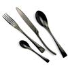 JANKNG 4Pcs/Lot Black 18/10 Stainless Steel Dinnerware Polishing Cutlery Set Kitchen Tableware Fork Steak Knife TeaSpoon Dinner Set