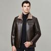 Зимняя мужская куртка из натуральной кожи с лацканами, свободная, деловая, повседневная, короткая, модная куртка из овечьей кожи