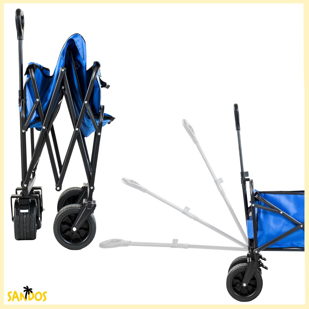 Beach trolley, tourist, camping, transport, foldable, thick wheels, blue