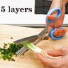 Многофункциональные 5-слойные ножницы из нержавеющей стали для еды, резак для лука, трав, специй, кухонный инструмент для приготовления пищи