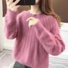 Women's Vertical Stripe Knitted Pullover Sweater - Round Neck, Loose Fit, Autumn/Winter Style (2021)