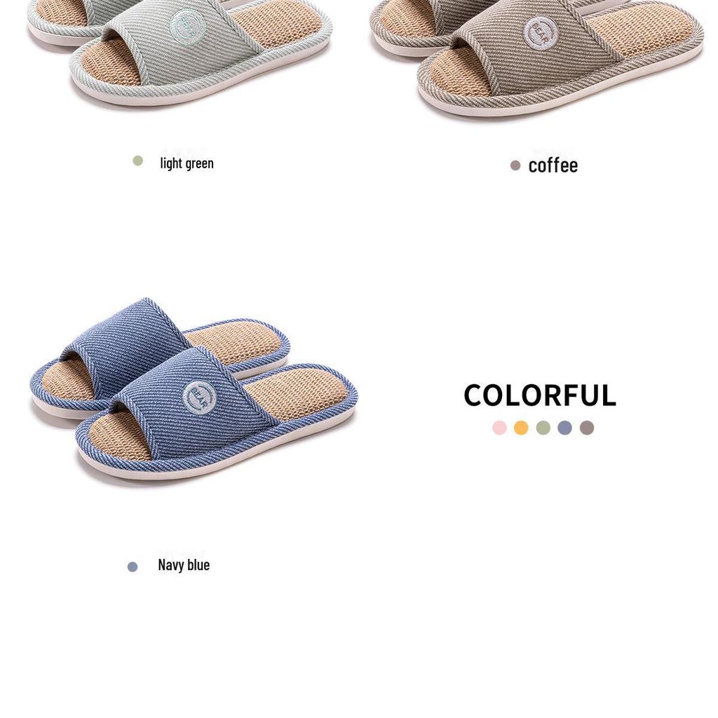 Women's Four-Season Linen Slippers: Silent, Sweat-Absorbent, Non-Slip for Indoor Use