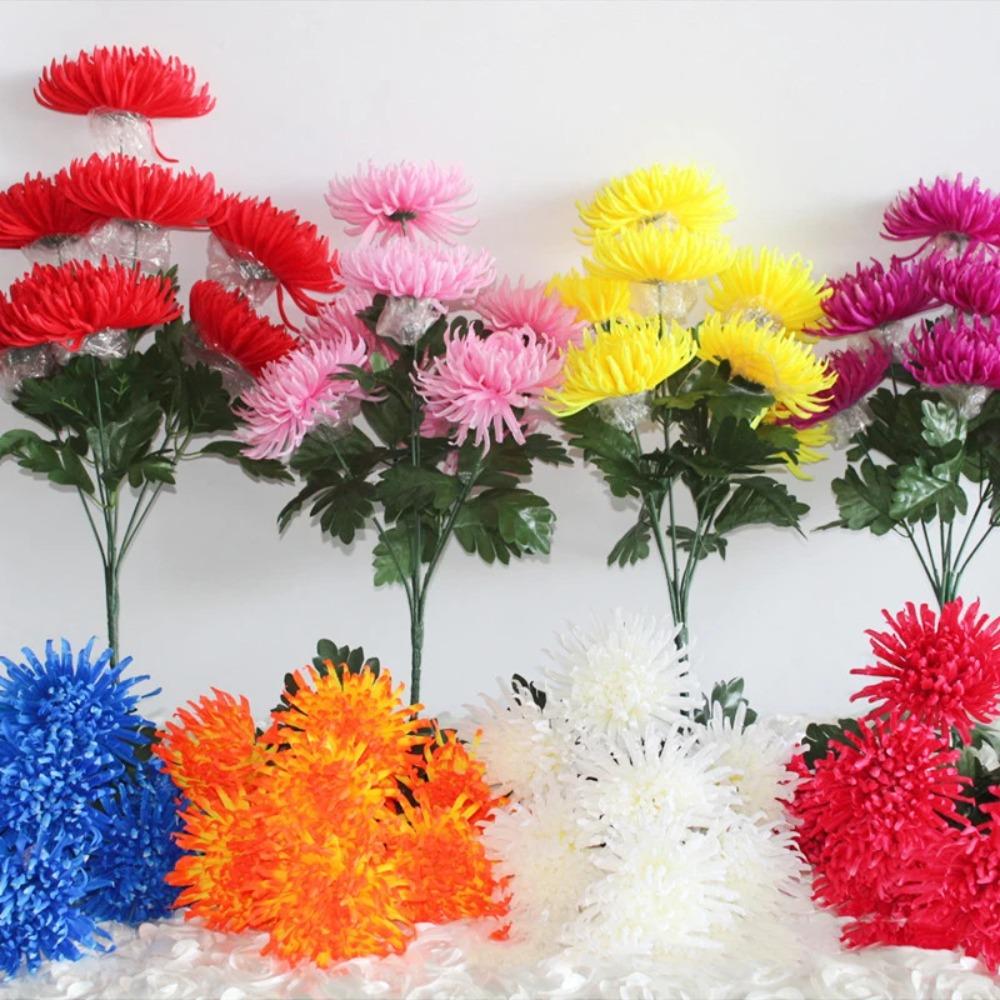 7 Голов /1 шт 55 см золотая ветка хризантемы пластик Искусственные цветы flores DIY свадебное украшение для дома растение