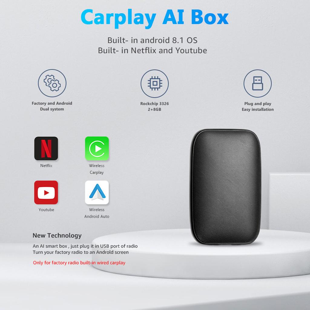 Беспроводной CarPlay USB для экрана автомобиля Поддержка проводного беспроводного мультимедийного плеера USB-подключение Голосовое управление SIRI Карты Autokit