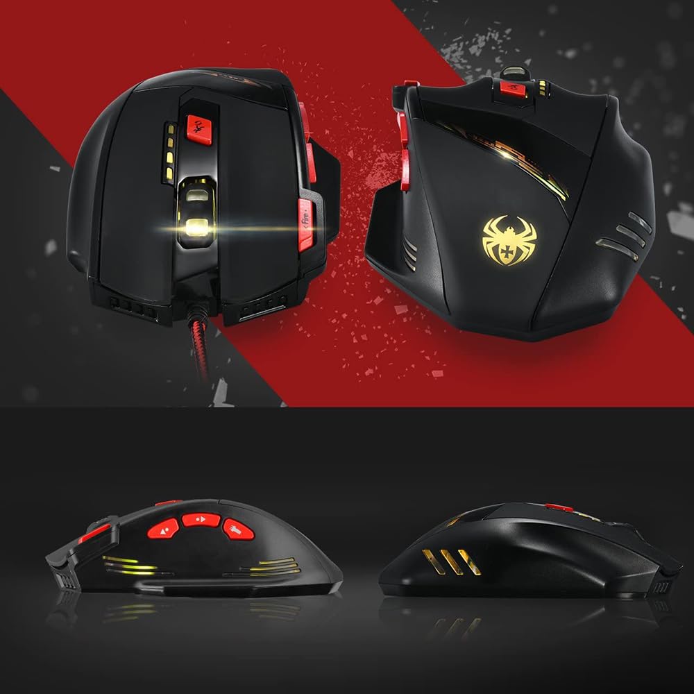 Nova Проводная игровая 9200 DPI 8 программируемых RGB Высокоэргономичная оптическая игровая Прочная для игр и офиса Совместима с Windows (черный) Мышь,