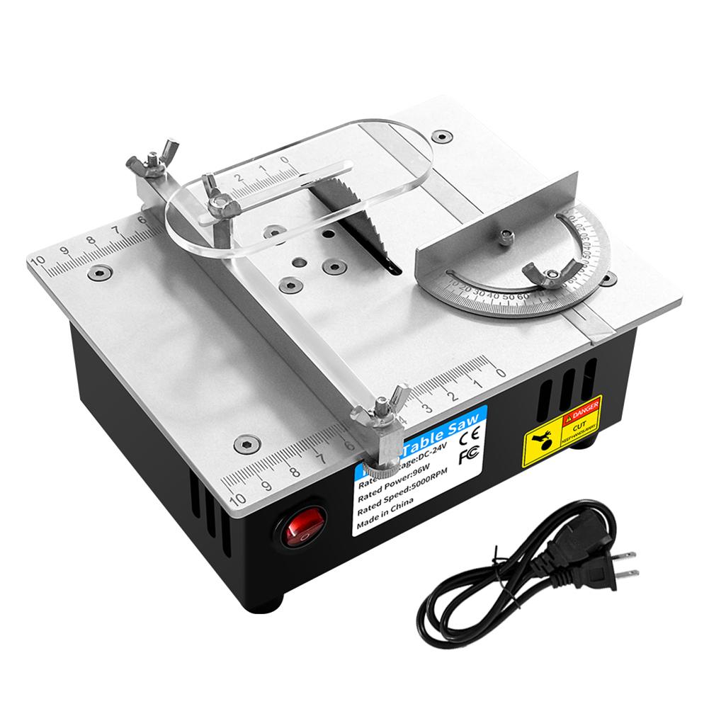 Mini Hobby Table Saw 96W Cutting DIY Saw 5000RMP Bench Lathe Cutter Machine Portable 0.55in Cutting Depth Household Cutting Tool