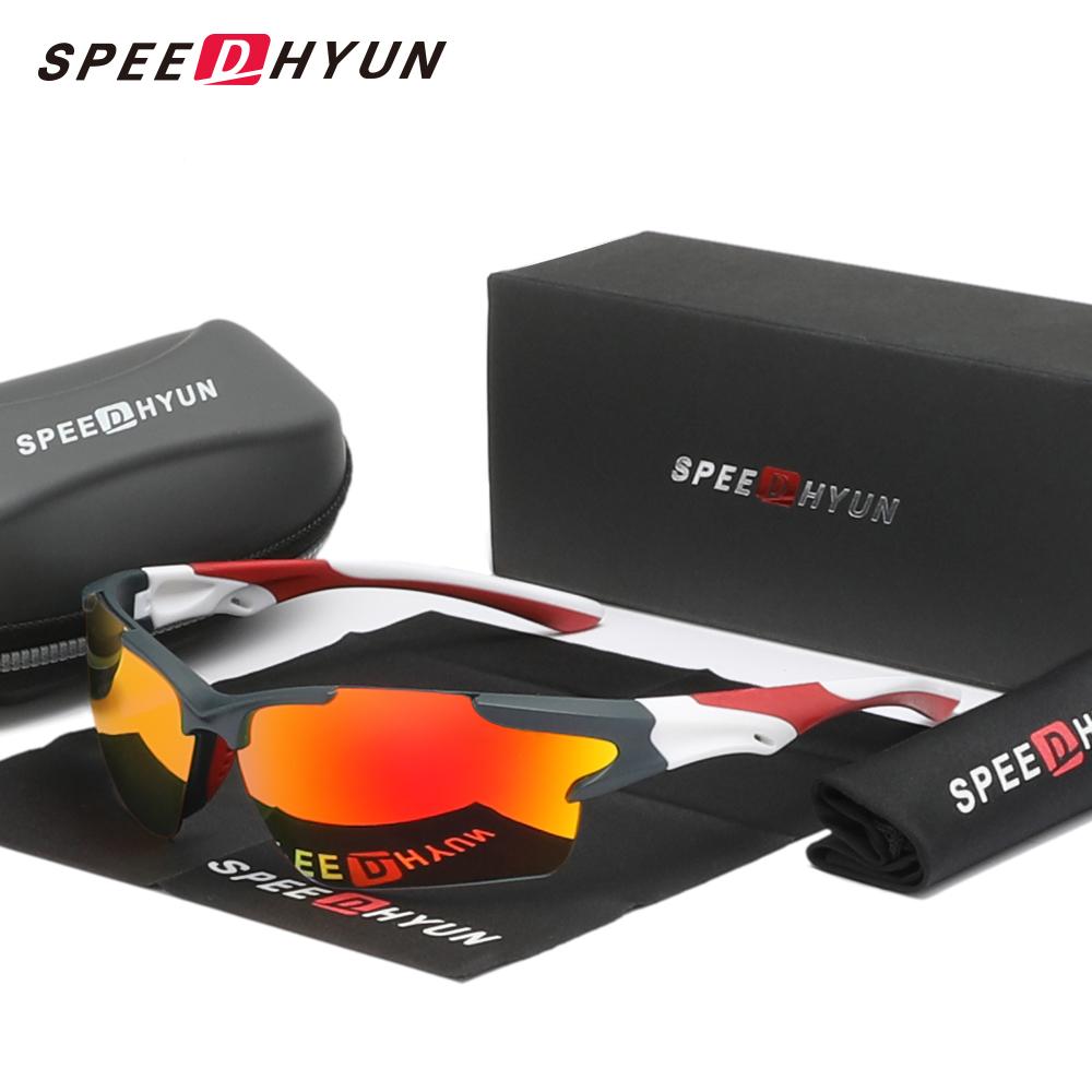 SPEEDHYUN Модные велосипедные солнцезащитные очки в полуоправе, поляризованные, с защитой от бликов UV400, очки для верховой езды, спортивные очки для мужчин и женщин