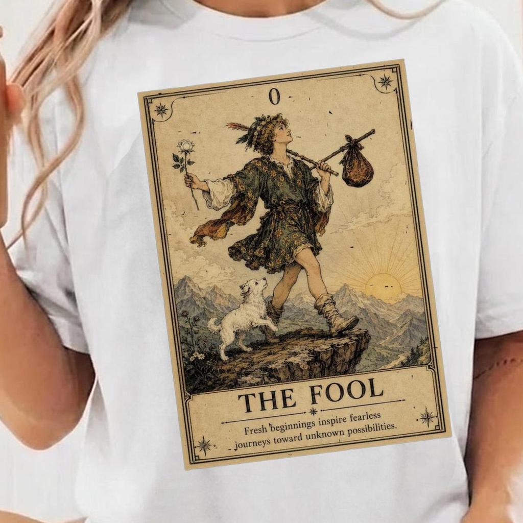 The Fool Tarot Card Shirt,Victorian Tarot Graphic Tee,Spiritual Journey Clothing,Classic Tarot Deck,Gift for Him/Her,Tarot Card T-Shirt