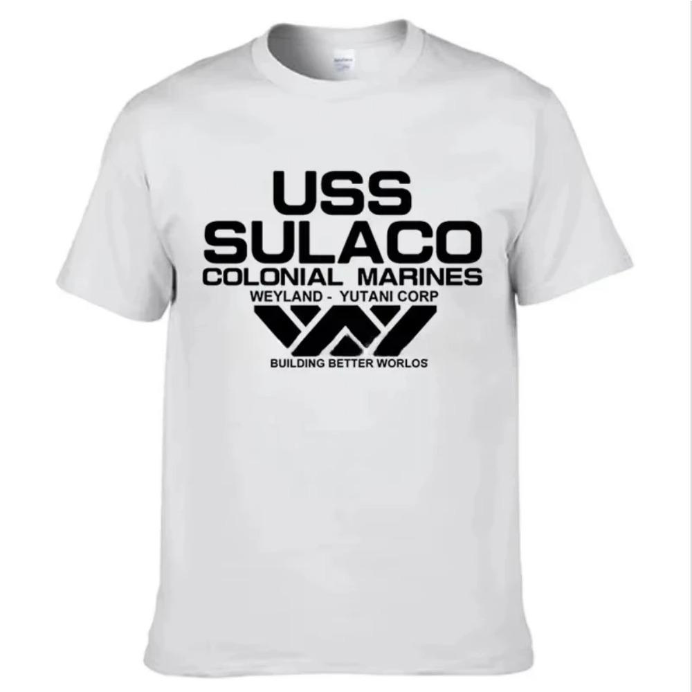 Футболка Alien USS Sulaco Colonial Marines Aliens Off World с коротким рукавом, мужская хлопковая футболка с круглым вырезом