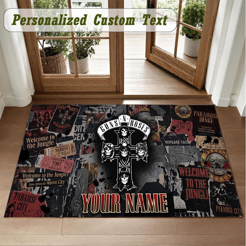 Crystal Velvet Square Rug Custom NameGuns N’ Roses Pattern Non Slip Home Floor Decor Rug