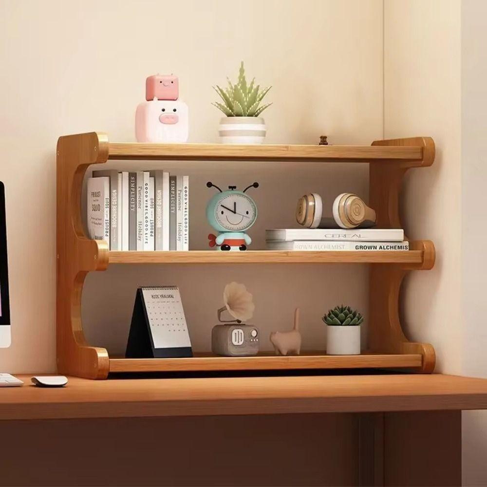 2/3 Tiers Wood Tabletop Stand Space-saving Desk Bookshelf Simple Simple Shoe Organizer Stationery