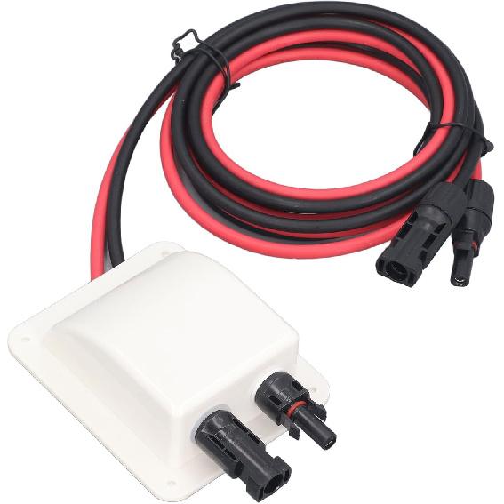 Walfront Солнечный двойной кабельный ввод, коробка, солнечный вводной корпус с удлинительным кабелем 10AWG длиной 2 м для автодомов, лодок, яхт, крыш