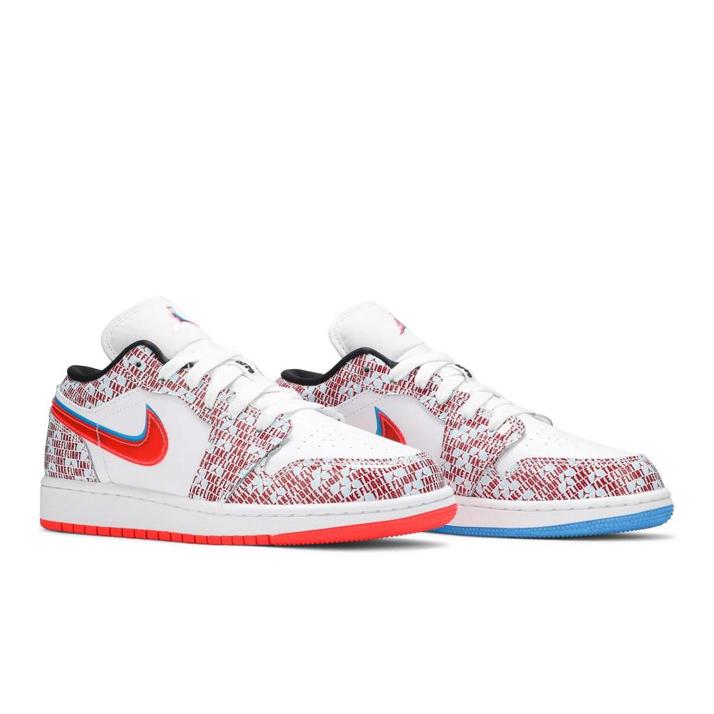 Air Jordan 1 Low SE Grade School 'Take Flight' (Unisex) White / Blue Hero / Bright Crimson / Black Kids' Basketball Shoes DD1527 114