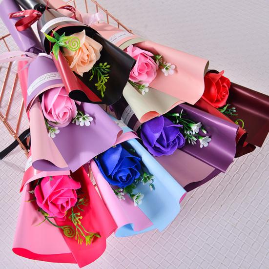 Мини Искусственный Букет Роз Ручной Работы Мыльные Цветы Лепестки Украшение Романтический Подарок на День Святого Валентина День Рождения для Женщин Матери Жены Подруги